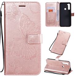 Embossing 3D Butterfly Leather Wallet Case for Mi Xiaomi Redmi Note 8T - Rose Gold