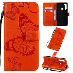 Embossing 3D Butterfly Leather Wallet Case for Mi Xiaomi Redmi Note 8T - Orange