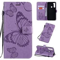 Embossing 3D Butterfly Leather Wallet Case for Mi Xiaomi Redmi Note 8T - Purple