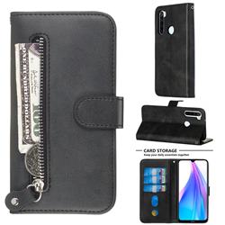 Retro Luxury Zipper Leather Phone Wallet Case for Mi Xiaomi Redmi Note 8T - Black