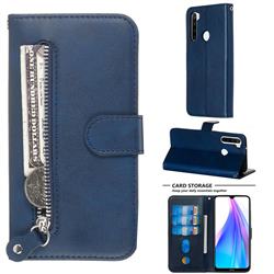 Retro Luxury Zipper Leather Phone Wallet Case for Mi Xiaomi Redmi Note 8T - Blue