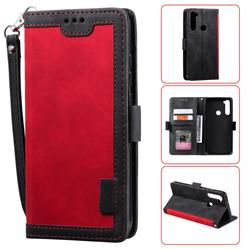Luxury Retro Stitching Leather Wallet Phone Case for Mi Xiaomi Redmi Note 8T - Deep Red