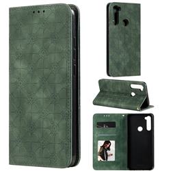 Intricate Embossing Four Leaf Clover Leather Wallet Case for Mi Xiaomi Redmi Note 8T - Blackish Green