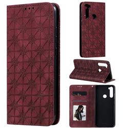 Intricate Embossing Four Leaf Clover Leather Wallet Case for Mi Xiaomi Redmi Note 8T - Claret