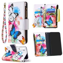 Vivid Flying Butterflies Binfen Color BF03 Retro Zipper Leather Wallet Phone Case for Mi Xiaomi Redmi Note 8T