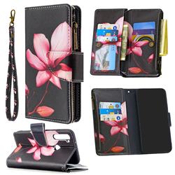 Lotus Flower Binfen Color BF03 Retro Zipper Leather Wallet Phone Case for Mi Xiaomi Redmi Note 8T
