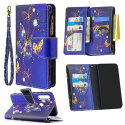 Purple Butterfly Binfen Color BF03 Retro Zipper Leather Wallet Phone Case for Mi Xiaomi Redmi Note 8T