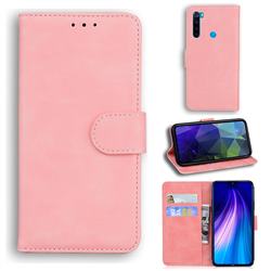 Retro Classic Skin Feel Leather Wallet Phone Case for Mi Xiaomi Redmi Note 8T - Pink