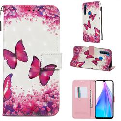 Rose Butterfly 3D Painted Leather Wallet Case for Mi Xiaomi Redmi Note 8T