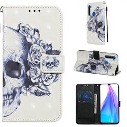 Skull Flower 3D Painted Leather Wallet Case for Mi Xiaomi Redmi Note 8T