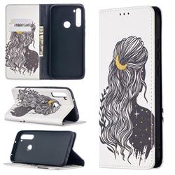 Girl with Long Hair Slim Magnetic Attraction Wallet Flip Cover for Mi Xiaomi Redmi Note 8T