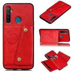 Retro Multifunction Card Slots Stand Leather Coated Phone Back Cover for Mi Xiaomi Redmi Note 8T - Red