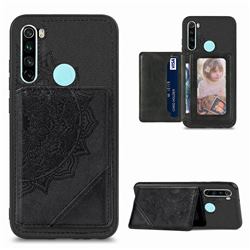 Mandala Flower Cloth Multifunction Stand Card Leather Phone Case for Mi Xiaomi Redmi Note 8T - Black