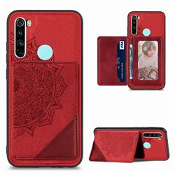 Mandala Flower Cloth Multifunction Stand Card Leather Phone Case for Mi Xiaomi Redmi Note 8T - Red