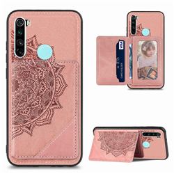 Mandala Flower Cloth Multifunction Stand Card Leather Phone Case for Mi Xiaomi Redmi Note 8T - Rose Gold
