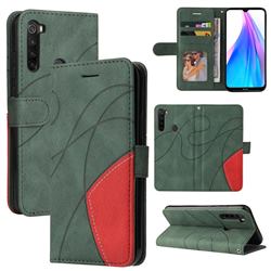 Luxury Two-color Stitching Leather Wallet Case Cover for Mi Xiaomi Redmi Note 8T - Green