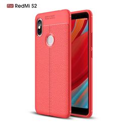 Luxury Auto Focus Litchi Texture Silicone TPU Back Cover for Mi Xiaomi Redmi S2 (Redmi Y2) - Red