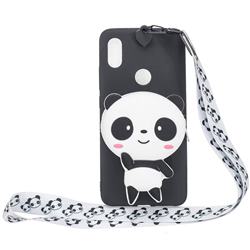 White Panda Neck Lanyard Zipper Wallet Silicone Case for Mi Xiaomi Redmi S2 (Redmi Y2)