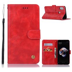 Luxury Retro Leather Wallet Case for Mi Xiaomi Redmi S2 (Redmi Y2) - Red