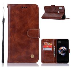 Luxury Retro Leather Wallet Case for Mi Xiaomi Redmi S2 (Redmi Y2) - Brown