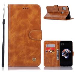 Luxury Retro Leather Wallet Case for Mi Xiaomi Redmi S2 (Redmi Y2) - Golden