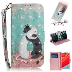 Black and White Cat 3D Painted Leather Wallet Phone Case for Mi Xiaomi Redmi S2 (Redmi Y2)