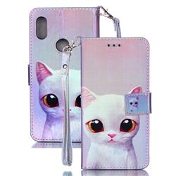 White Cat Blue Ray Light PU Leather Wallet Case for Mi Xiaomi Redmi S2 (Redmi Y2)
