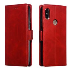 Retro Classic Calf Pattern Leather Wallet Phone Case for Mi Xiaomi Redmi S2 (Redmi Y2) - Red