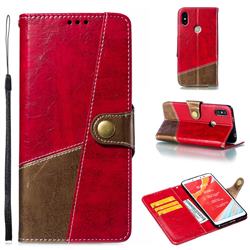 Retro Magnetic Stitching Wallet Flip Cover for Mi Xiaomi Redmi S2 (Redmi Y2) - Rose Red