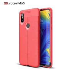 Luxury Auto Focus Litchi Texture Silicone TPU Back Cover for Xiaomi Mi Mix 3 - Red