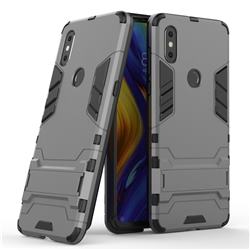 Armor Premium Tactical Grip Kickstand Shockproof Dual Layer Rugged Hard Cover for Xiaomi Mi Mix 3 - Gray