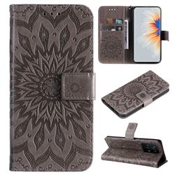 Embossing Sunflower Leather Wallet Case for Xiaomi Mi Mix 4 - Gray