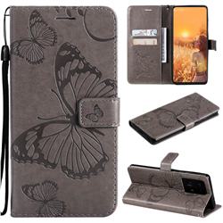 Embossing 3D Butterfly Leather Wallet Case for Xiaomi Mi Mix 4 - Gray