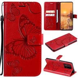 Embossing 3D Butterfly Leather Wallet Case for Xiaomi Mi Mix 4 - Red
