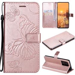 Embossing 3D Butterfly Leather Wallet Case for Xiaomi Mi Mix 4 - Rose Gold