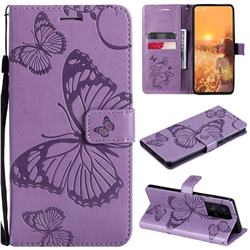 Embossing 3D Butterfly Leather Wallet Case for Xiaomi Mi Mix 4 - Purple