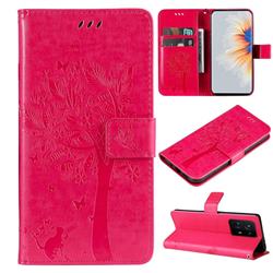 Embossing Butterfly Tree Leather Wallet Case for Xiaomi Mi Mix 4 - Rose