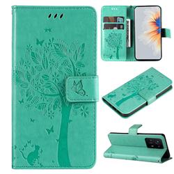 Embossing Butterfly Tree Leather Wallet Case for Xiaomi Mi Mix 4 - Cyan
