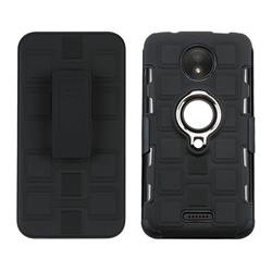 3 in 1 PC + Silicone Leather Phone Case for Motorola Moto C - Black