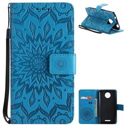 Embossing Sunflower Leather Wallet Case for Motorola Moto C - Blue