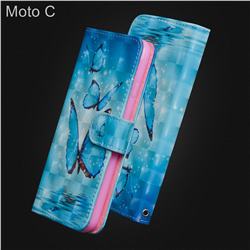Blue Sea Butterflies 3D Painted Leather Wallet Case for Motorola Moto C