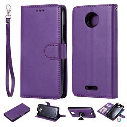 Retro Greek Detachable Magnetic PU Leather Wallet Phone Case for Motorola Moto C - Purple