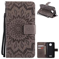 Embossing Sunflower Leather Wallet Case for Motorola Moto C Plus - Gray