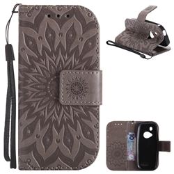 Embossing Sunflower Leather Wallet Case for Nokia New 3310 - Gray