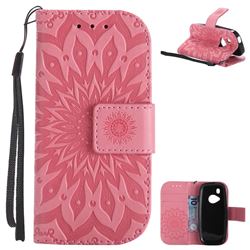 Embossing Sunflower Leather Wallet Case for Nokia New 3310 - Pink