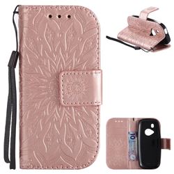 Embossing Sunflower Leather Wallet Case for Nokia New 3310 - Rose Gold