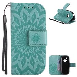Embossing Sunflower Leather Wallet Case for Nokia New 3310 - Green