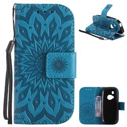 Embossing Sunflower Leather Wallet Case for Nokia New 3310 - Blue