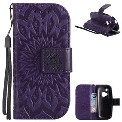 Embossing Sunflower Leather Wallet Case for Nokia New 3310 - Purple