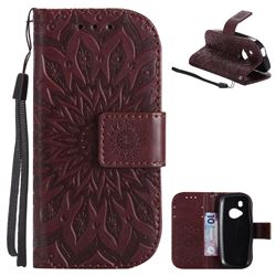 Embossing Sunflower Leather Wallet Case for Nokia New 3310 - Brown